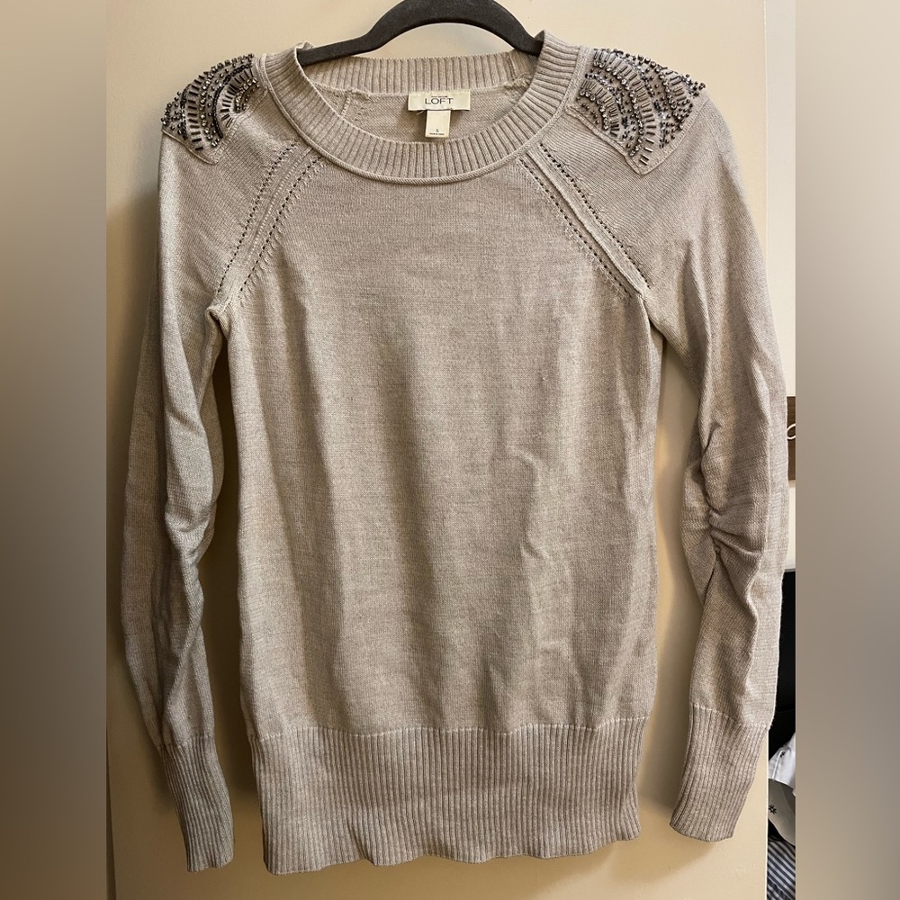 LOFT jeweled shoulder sweater
